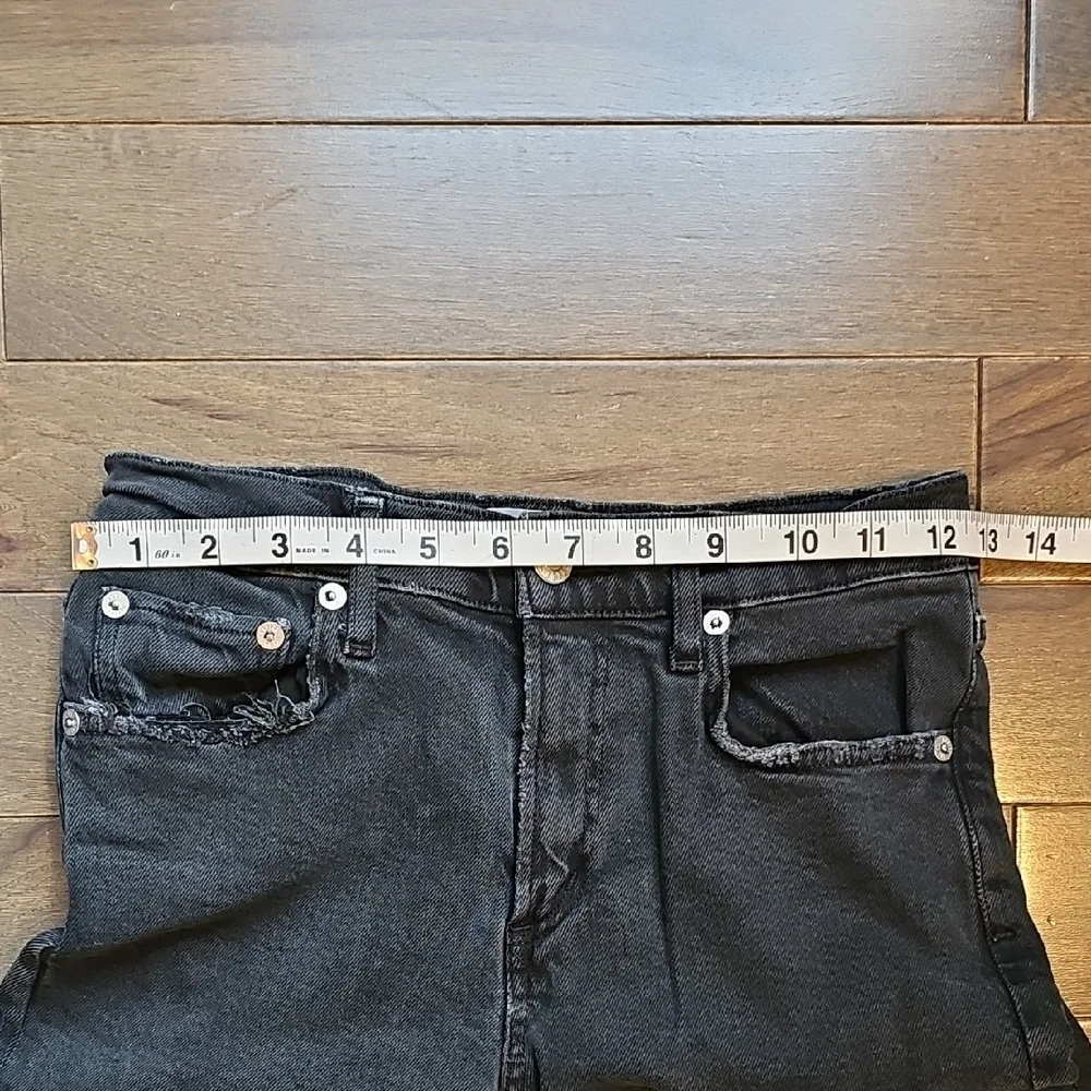 Agolde Distressed Chewed Hemline Toni Jeans, Mid-Rise, Black, Size 25